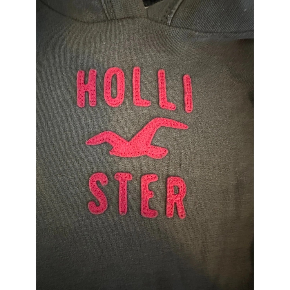 Hollister Hoodie Womens L Gray Fleece Lined Pullover Logo Sweatshirt Y2K